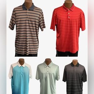 Lot of 5 Various Brands Men's Large Casual Short Polos Shirt Golf